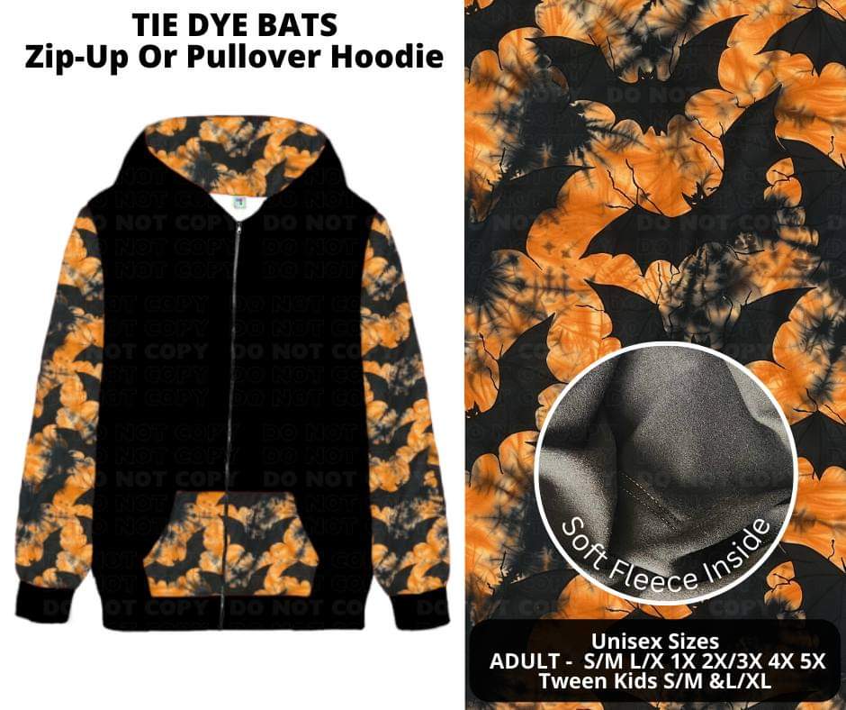 Tie Dye Bats Zip-Up Hoodie