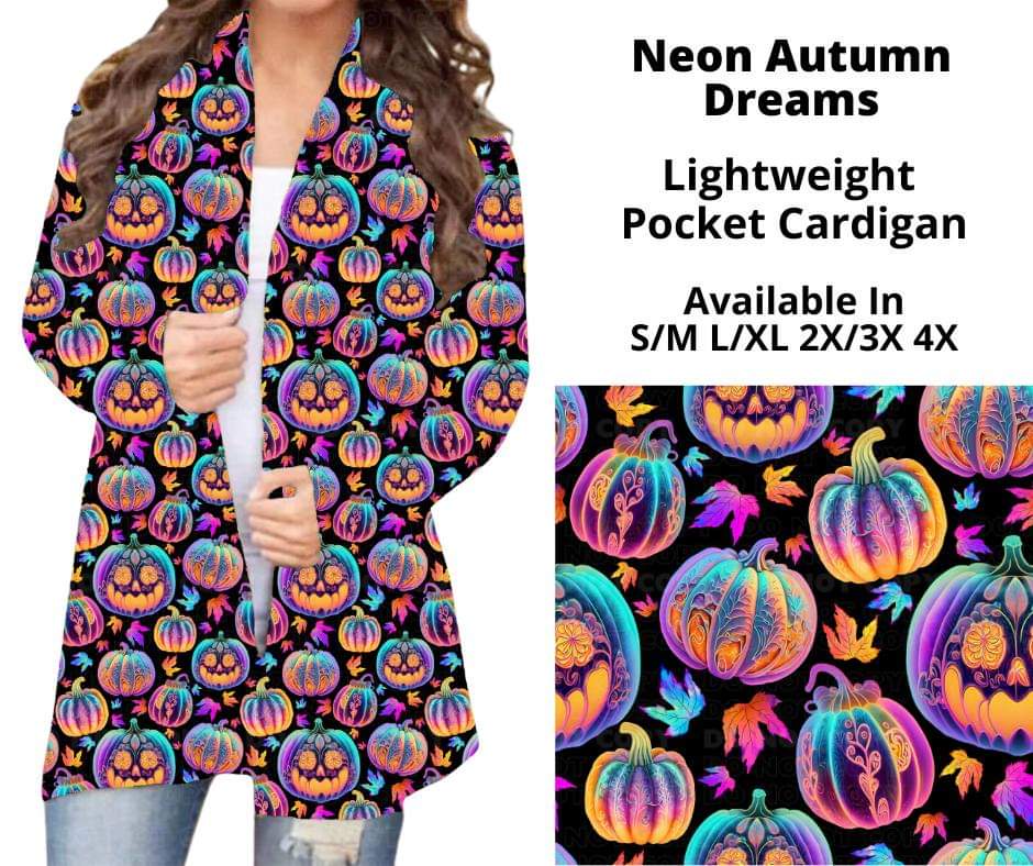 Neon Autumn Dreams Sleeveless Pocket Cardigan