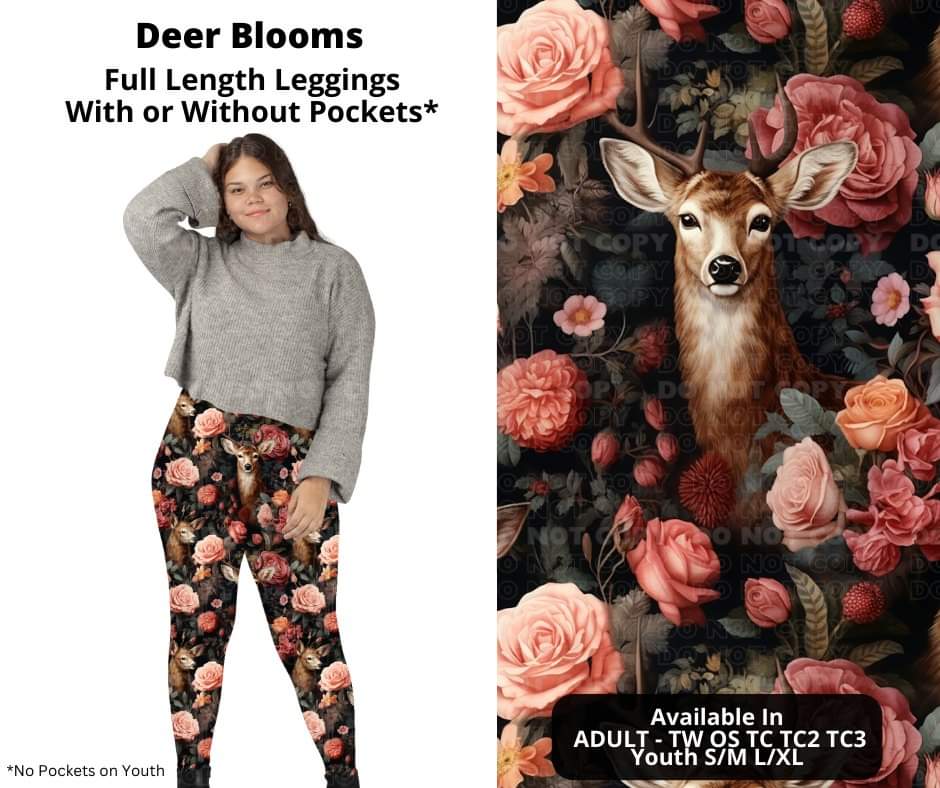 Deer Blooms Full Length Leggings w/ Pockets