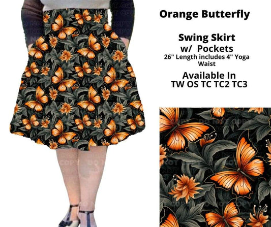 Orange Butterfly Swing Skirt