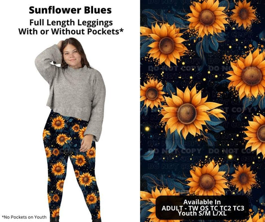 Sunflower Blues Full Length Leggings w/ Pockets