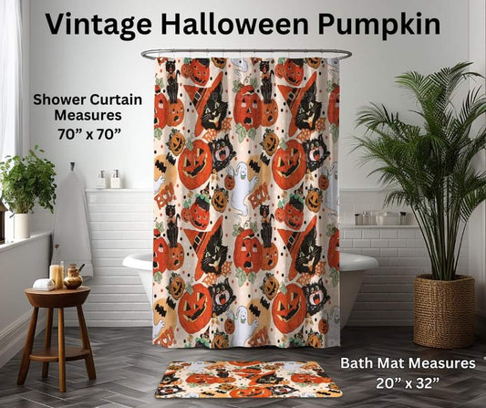 Vintage Halloween Pumpkin Custom Bath Mat