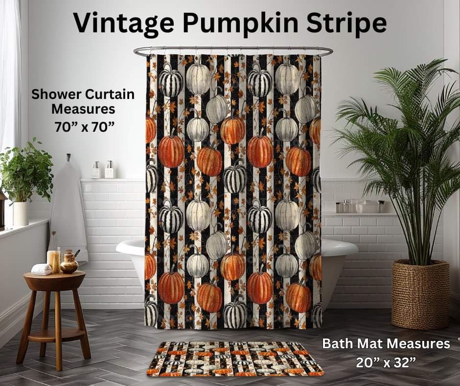 Vintage Pumpkin Stripe Custom Bath Mat