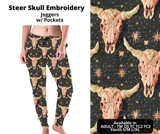 Preorder! Closes 10/23. ETA Dec. Steer Skull Embroidery Joggers