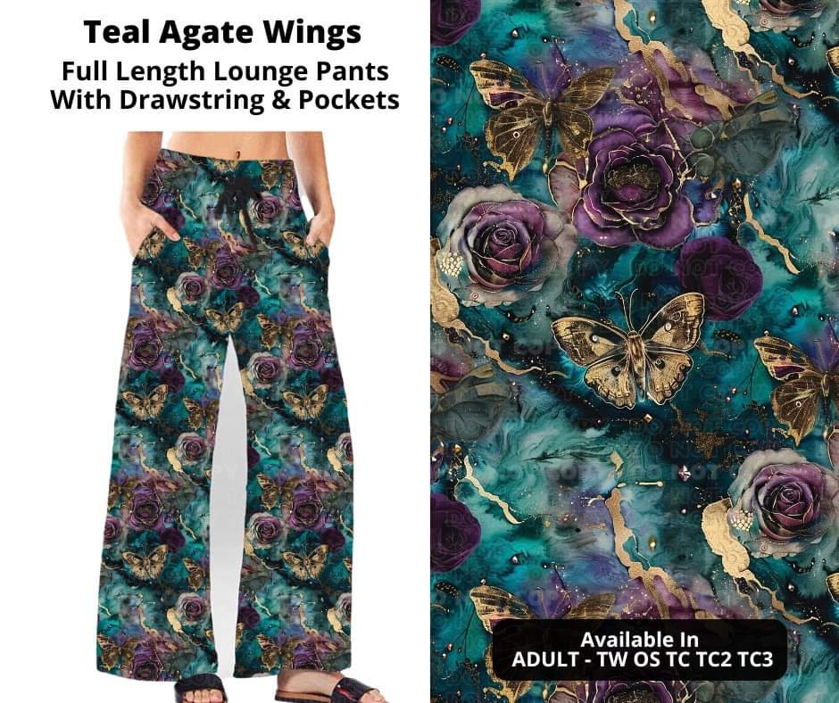 Preorder! Closes 10/23. ETA Dec. Teal Agate Wings Full Length Lounge Pants