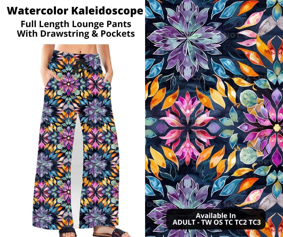 Preorder! Closes 10/23. ETA Dec. Watercolor Kaleidoscope Full Length Lounge Pants