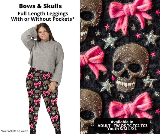 Preorder! Closes 10/24. ETA Dec. Bows & Skulls Full Length Leggings w/wo Pockets