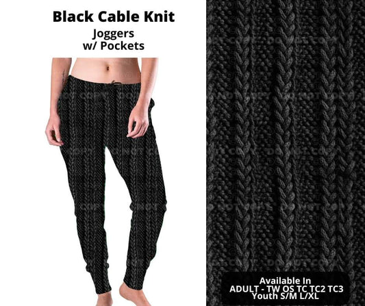 Preorder! Closes 11/4. ETA Jan. Black Cable Knit Joggers