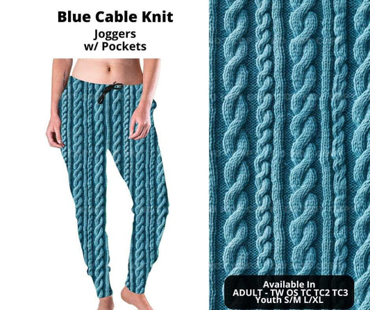 Preorder! Closes 11/4. ETA Jan. Blue Cable Knit Joggers