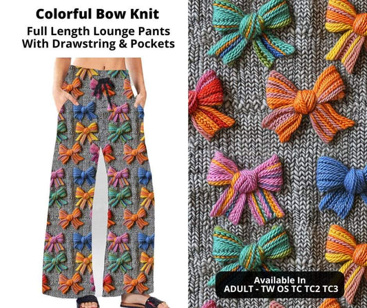 Preorder! Closes 11/4. ETA Jan. Colorful Bow Knit Full Length Lounge Pants