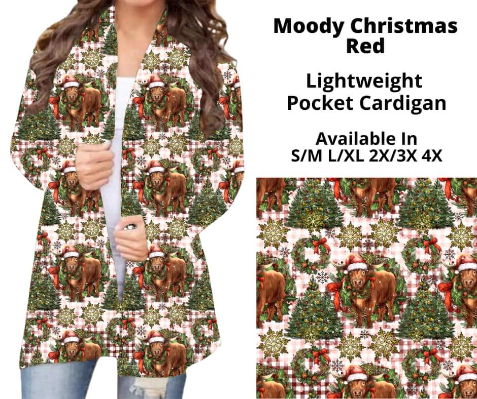 Moody Christmas Red Pocket Cardigan