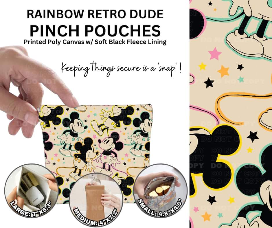 Rainbow Retro Dude Pinch Pouches