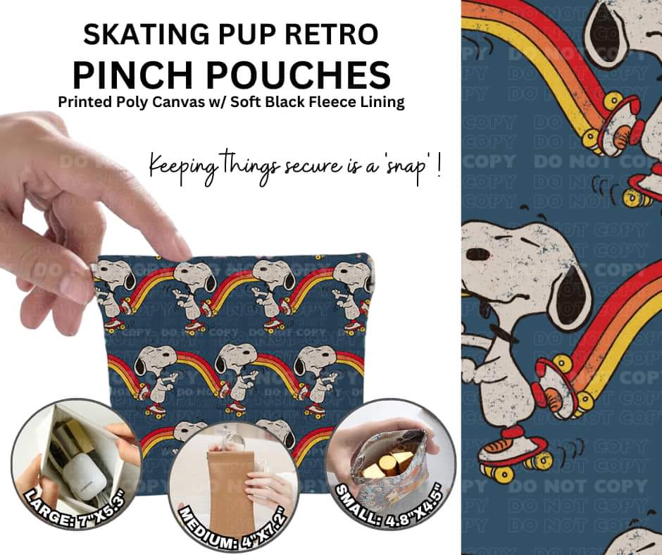 Skating Pup Retro Pinch Pouches