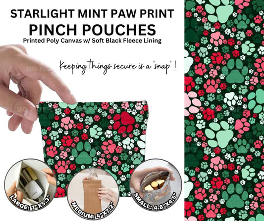 Starlight Mint Paw Print Pinch Pouches