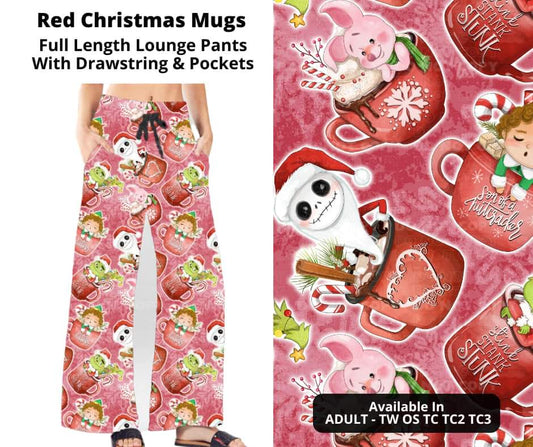 Red Christmas Mugs Full Length Lounge Pants