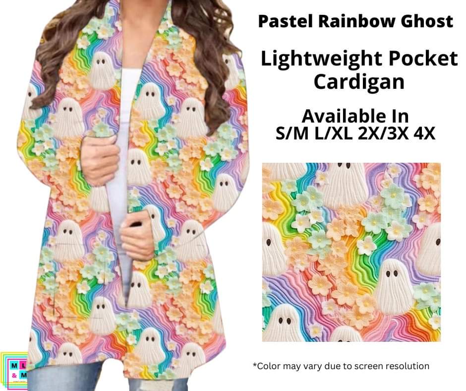 Pastel Rainbow Ghost Pocket Cardigan