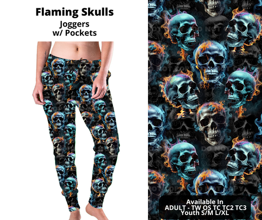 Preorder! Closes 11/27. ETA Feb. Flaming Skulls Joggers