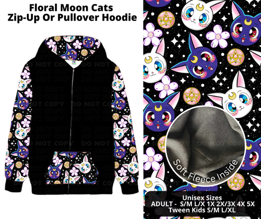 Preorder! Closes 11/21. ETA Jan. Floral Moon Cats Zip-Up or Pullover Hoodie