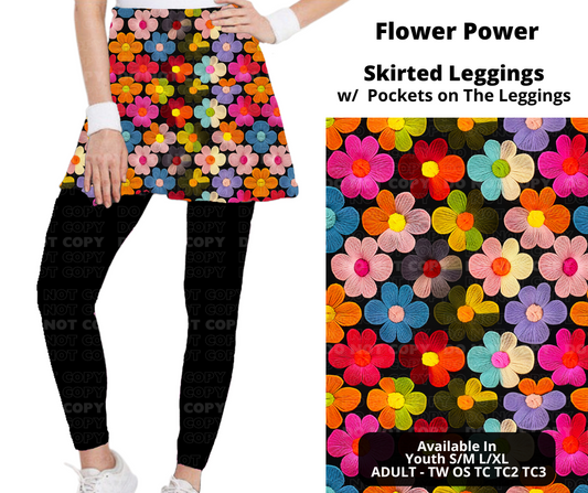 Preorder! Closes 11/25. ETA Jan. Flower Power Skirted Full Length Leggings w/ Pockets