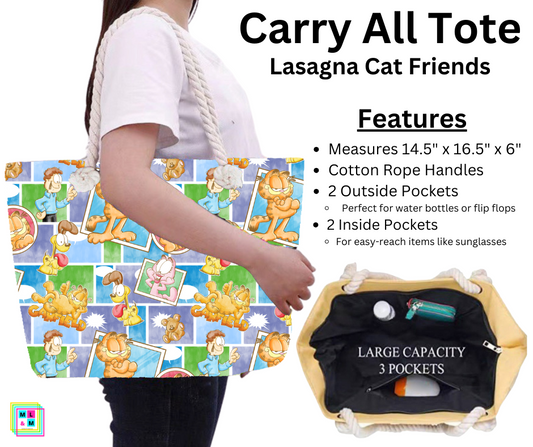 Lasagna Cat Friends Carry All Tote w/ Zipper