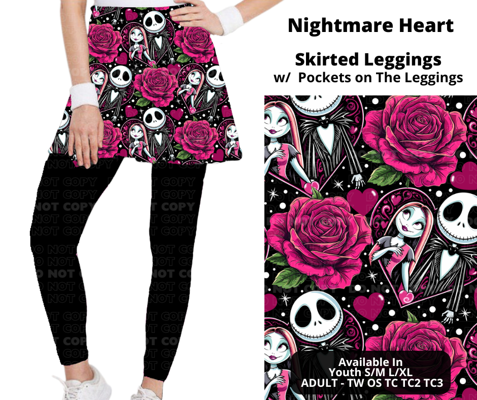 Preorder! Closes 11/25. ETA Jan. Nightmare Heart Skirted Full Length Leggings w/ Pockets