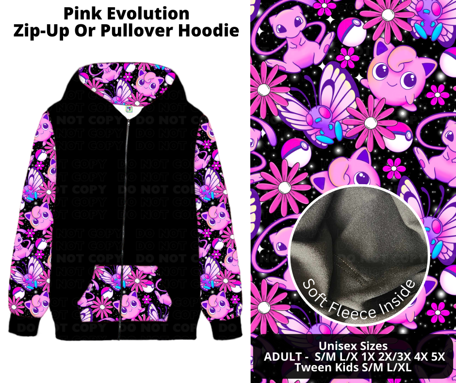 Preorder! Closes 11/21. ETA Jan. Pink Evolution Zip-Up or Pullover Hoodie