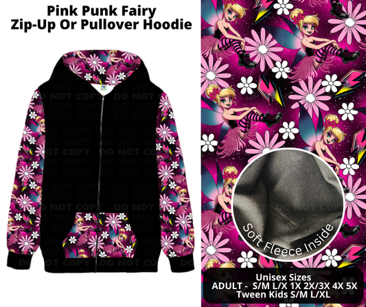 Preorder! Closes 11/21. ETA Jan. Pink Punk Fairy Zip-Up or Pullover Hoodie