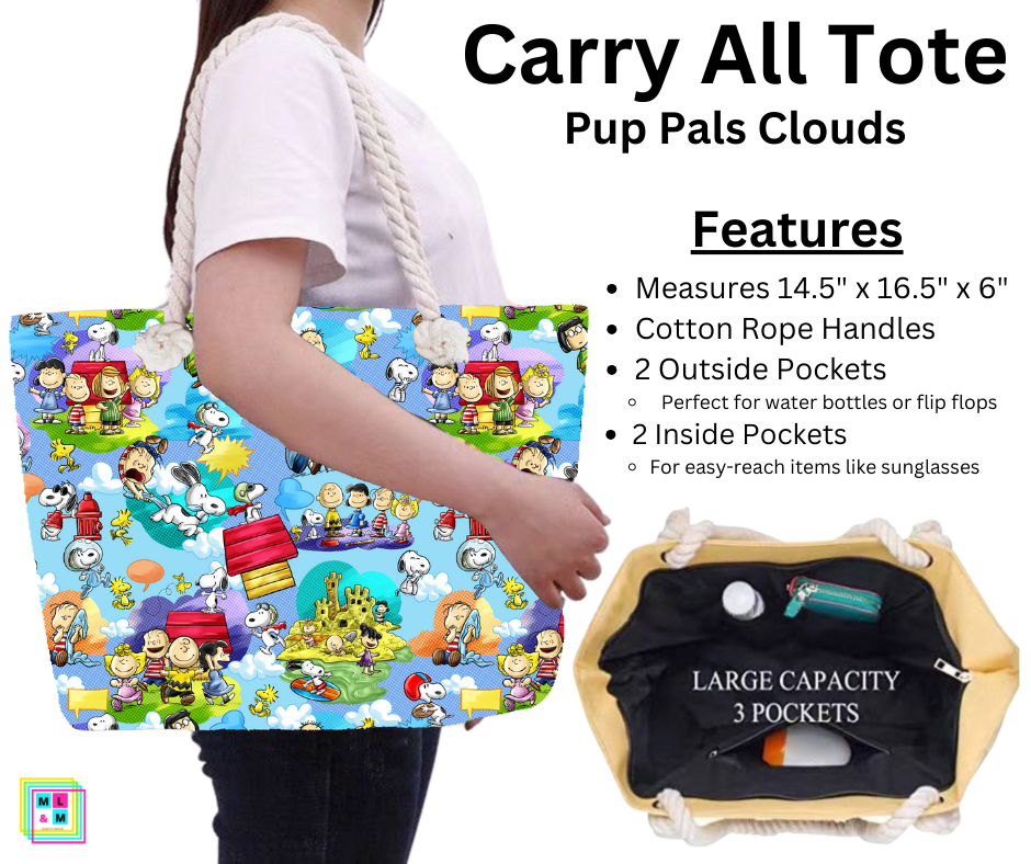 Pup Pals Clouds Carry All Tote w/ Zipper