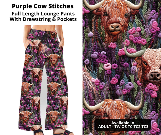 Preorder! Closes 11/4. ETA Jan. Purple Cow Stitches Full Length Lounge Pants