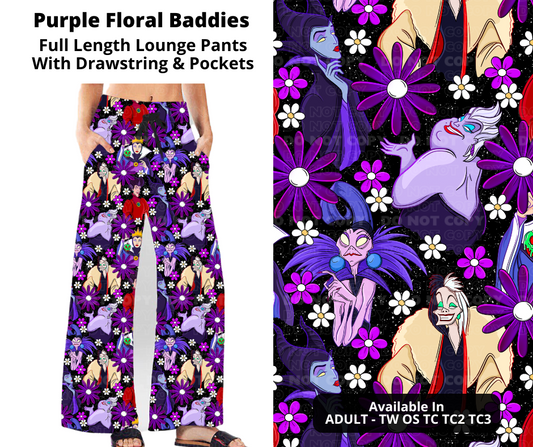 Preorder! Closes 11/21. ETA Jan. Purple Floral Baddies Full Length Lounge Pants