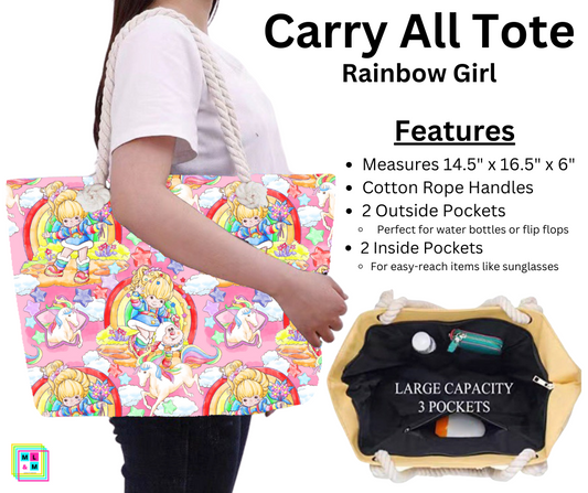 Rainbow Girl Carry All Tote w/ Zipper