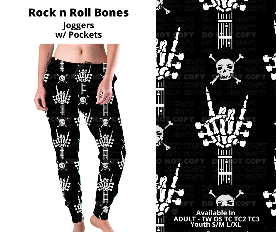 Preorder! Closes 11/27. ETA Feb. Rock n Roll Bones Joggers