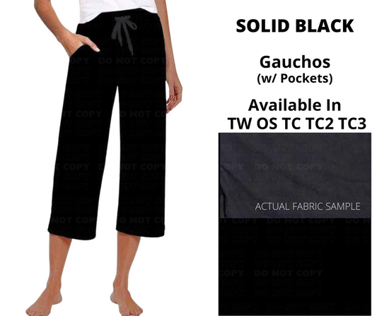 Solid Black Capri Gauchos