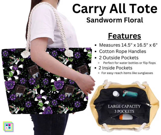 Sandworm Floral Carry All Tote w/ Zipper