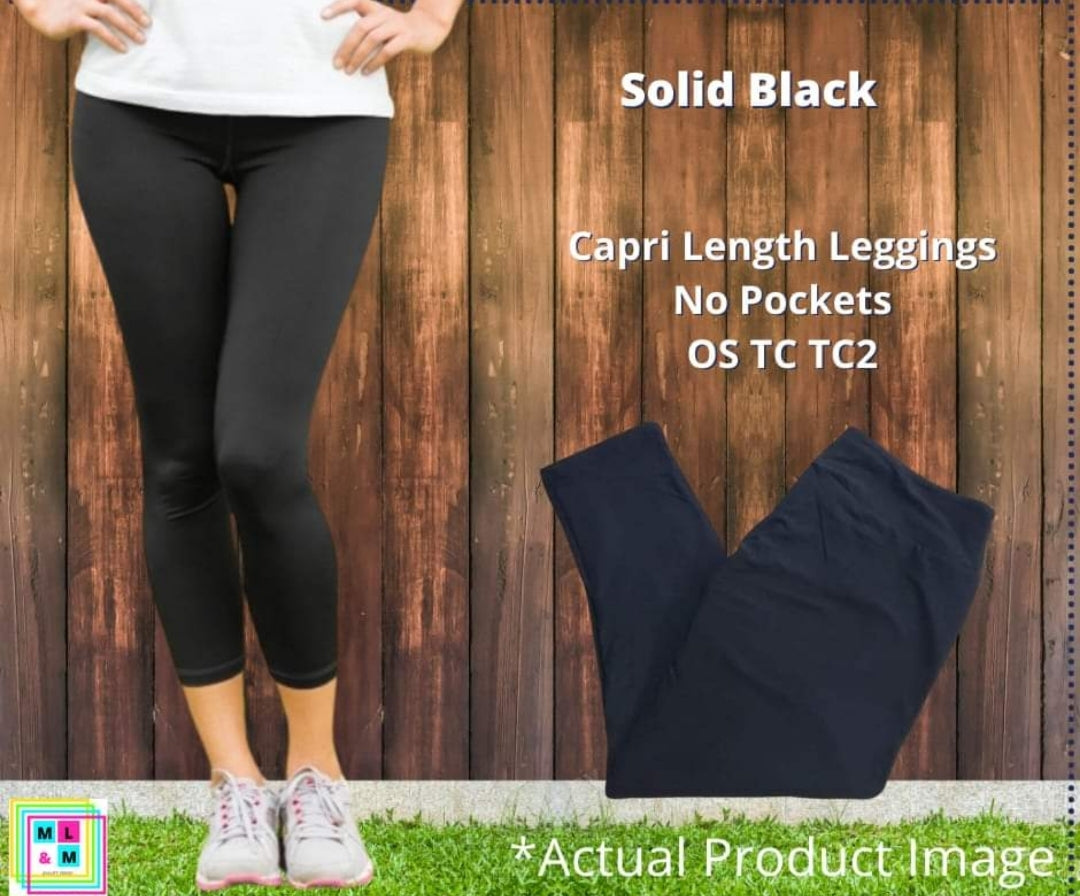 Black Capri Leggings w/ No Pockets by ML&M