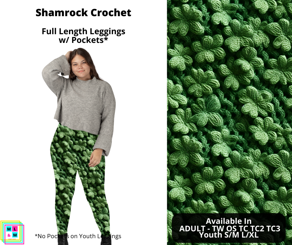 Shamrock Crochet Full Length Leggings w/ Pockets