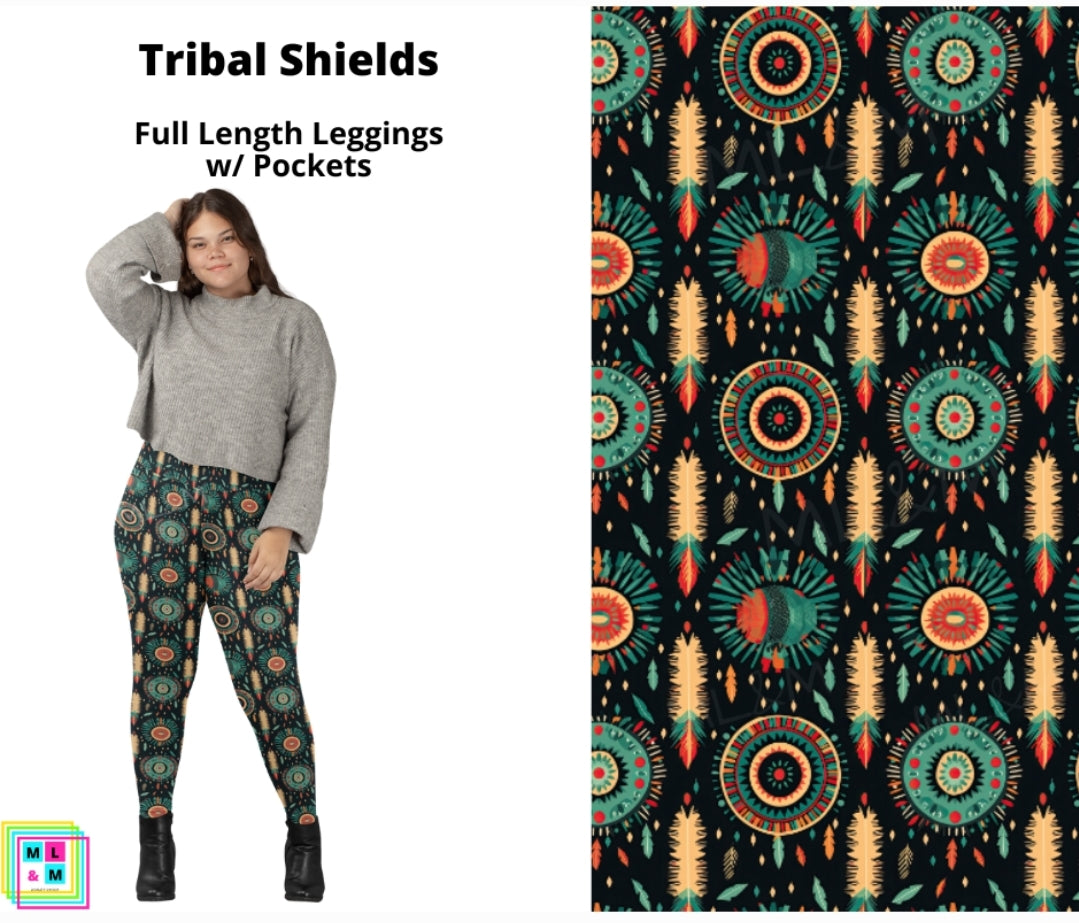 Tribal Shields Full Length Leggings w/ Pockets