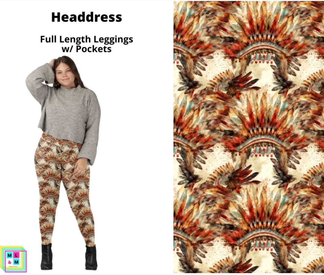 Headdress Full Length Leggings w/ Pockets