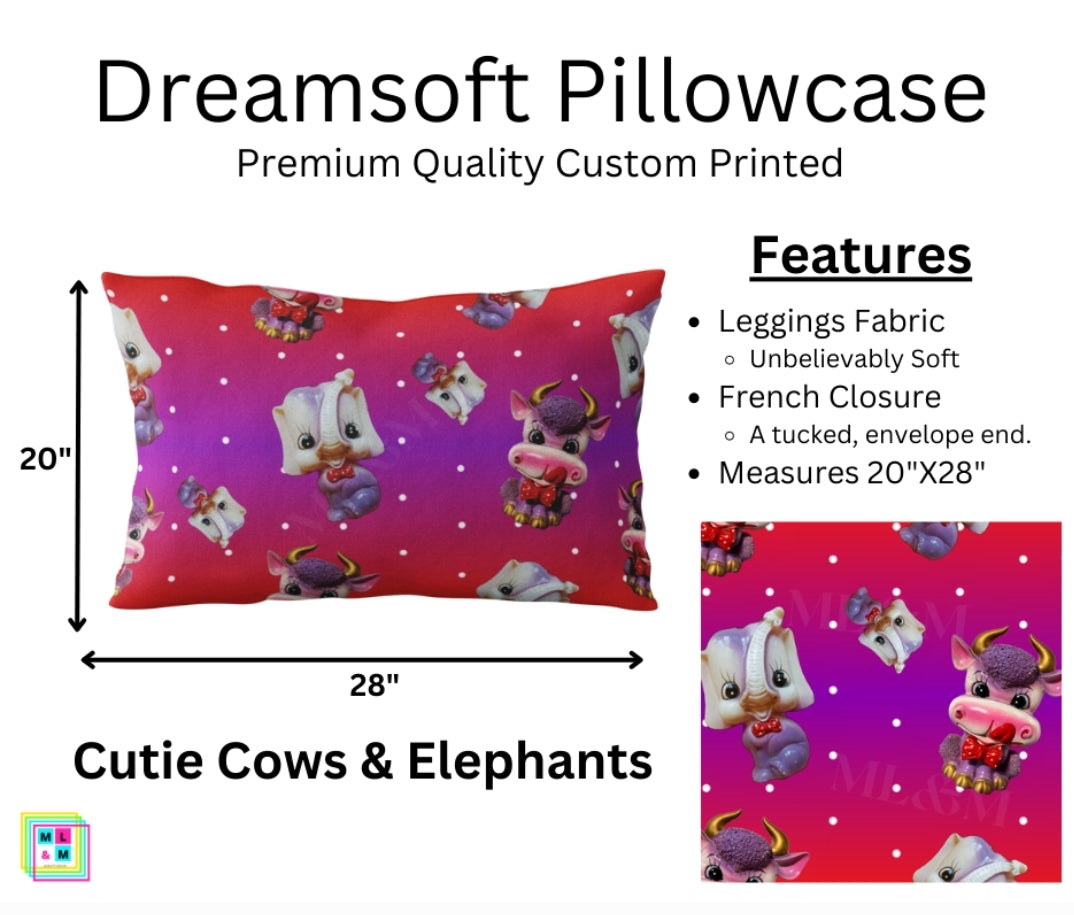 Cute Cows & Elephants Dreamsoft Pillowcase