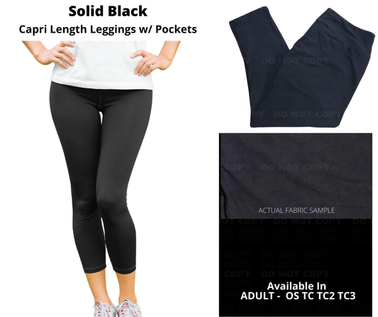 Solid Black Capris w/ Pockets