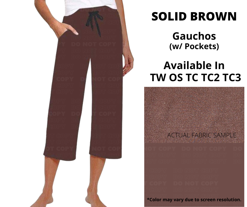 Solid Brown Capri Gauchos