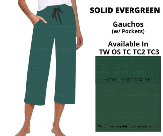 Solid Evergreen Capri Gauchos