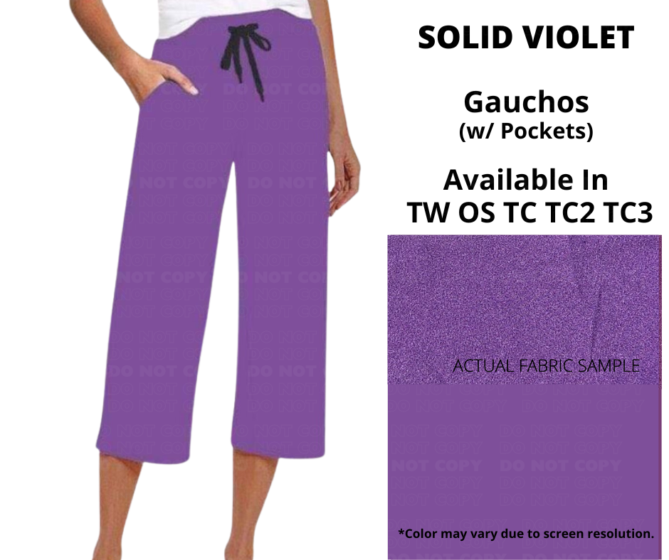 Solid Violet Capri Gauchos