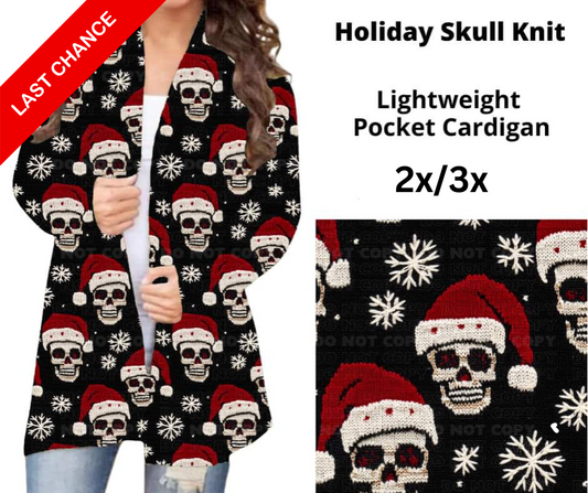 Holiday Skull Knit Pocket Cardigan