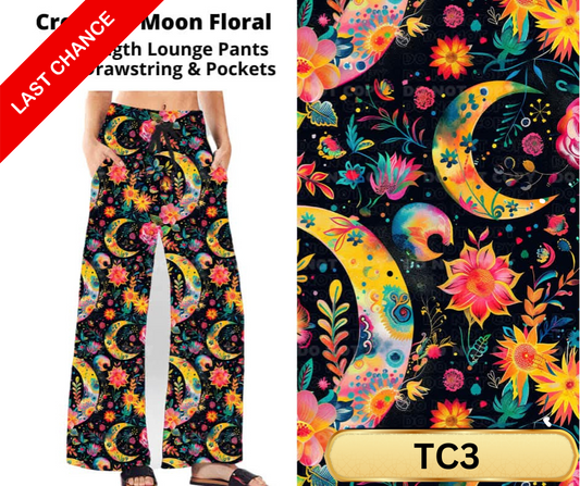 Crescent Moon Floral Full Length Lounge Pants