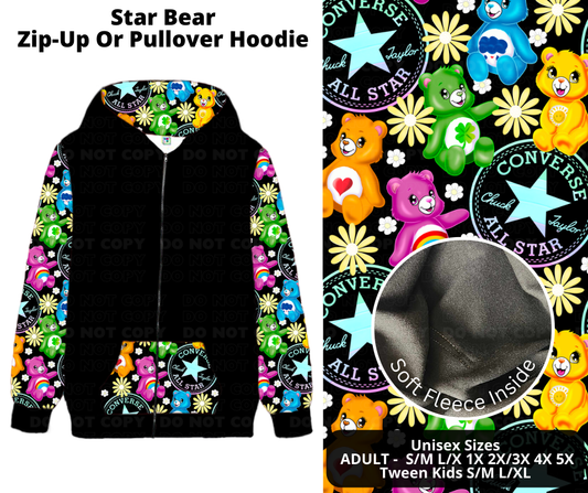 Preorder! Closes 11/21. ETA Jan. Star Bear Zip-Up or Pullover Hoodie