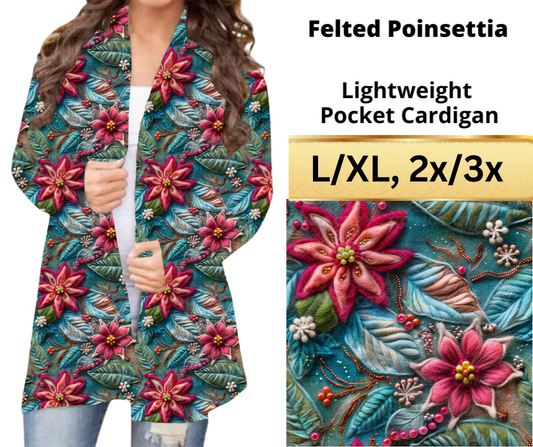 Felted Poinsettia Pocket Cardigan