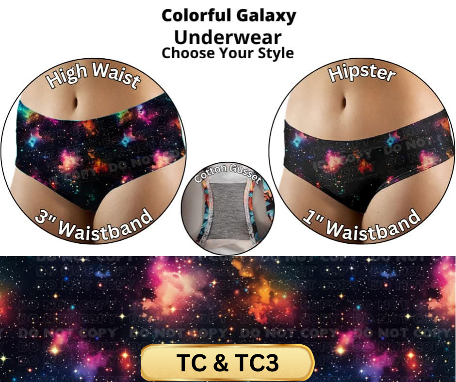 Colorful Galaxy Hipster & High Waist Underwear