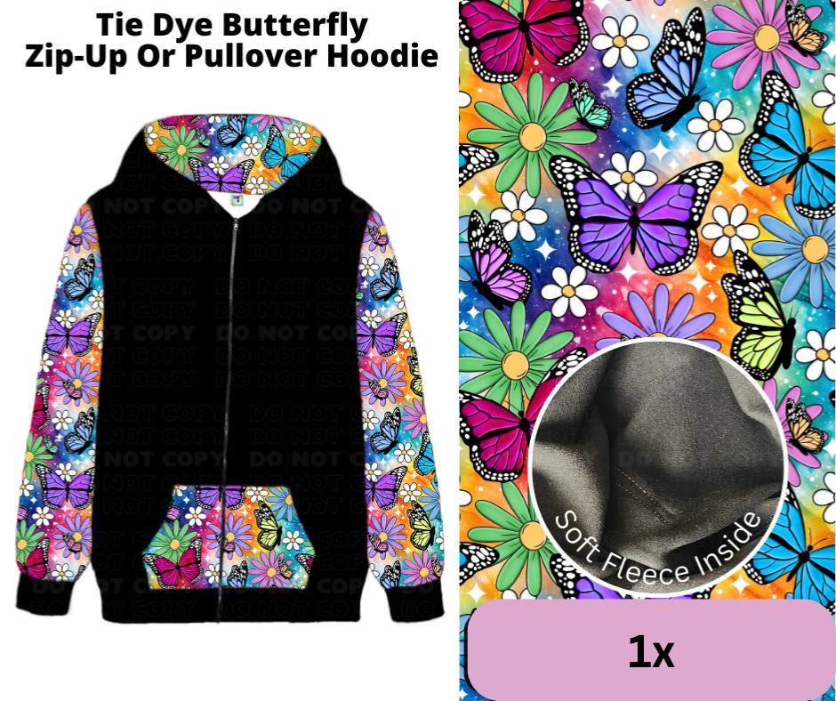 Tie Dye Butterfly Zip-Up Hoodie