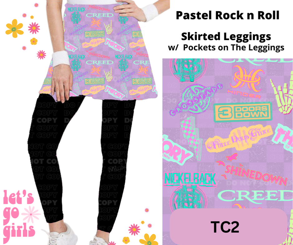 Preorder Extras! ETA March. Pastel Rock n Roll Skirted Full Length Leggings w/ Pockets